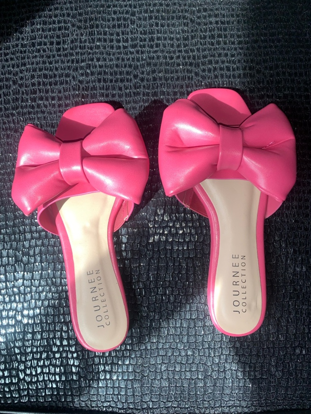Journee Collection Hot Pink Bow Slide Mules